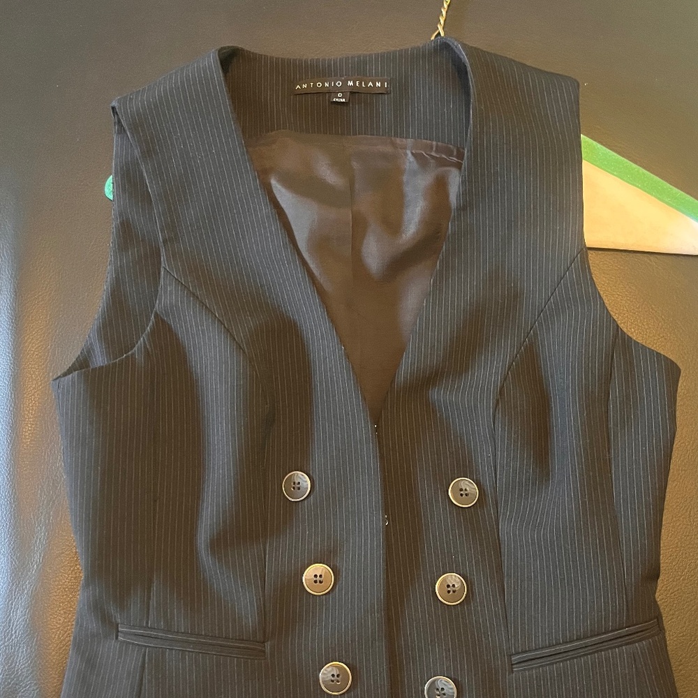 Navy Pinstriped Vest